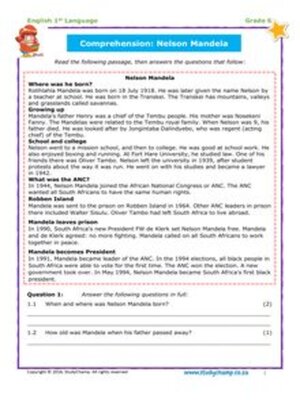 cover image of Grade 6 English: Comprehension - Nelson Mandela